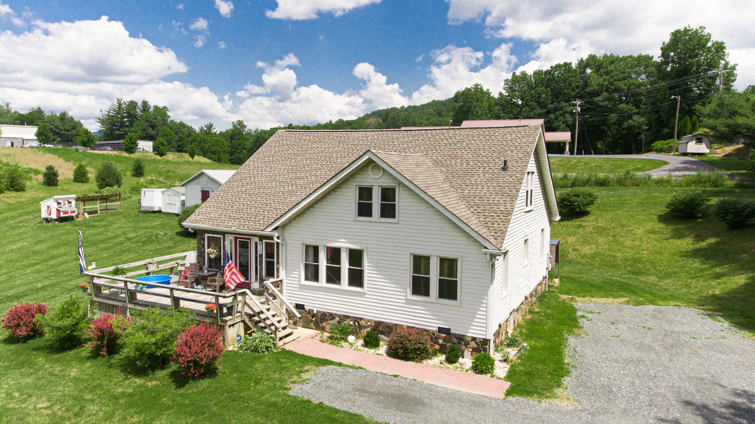 House with garden and blue sky