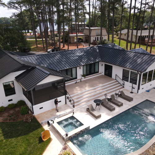 Modern home with pool and patio