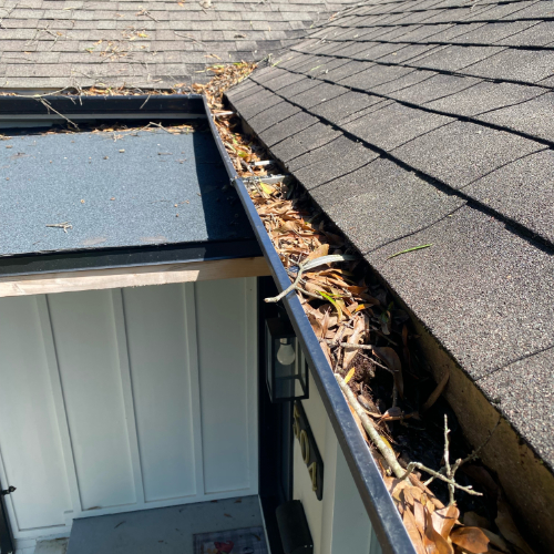Gutter filled with leaves and debris
