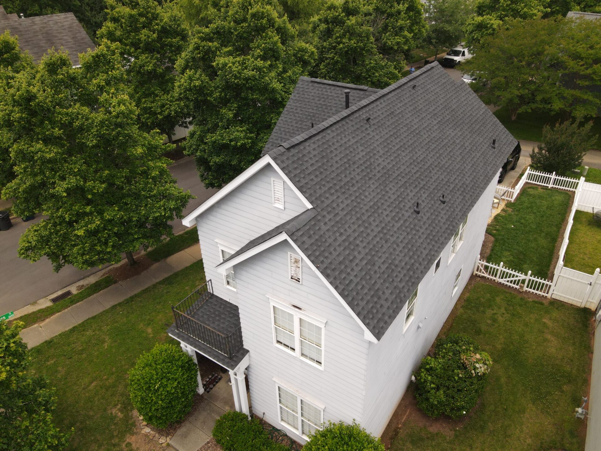 Aerial view of a residential house.