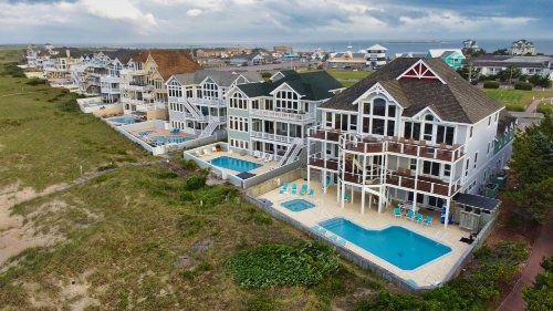 Coastal homes with swimming pools.