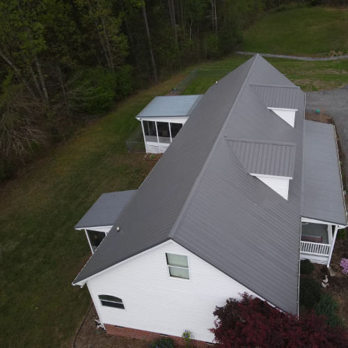 CLASSIC RIB Metal Roof for this Mocksville Farm House "CHARCOAL GRAY"