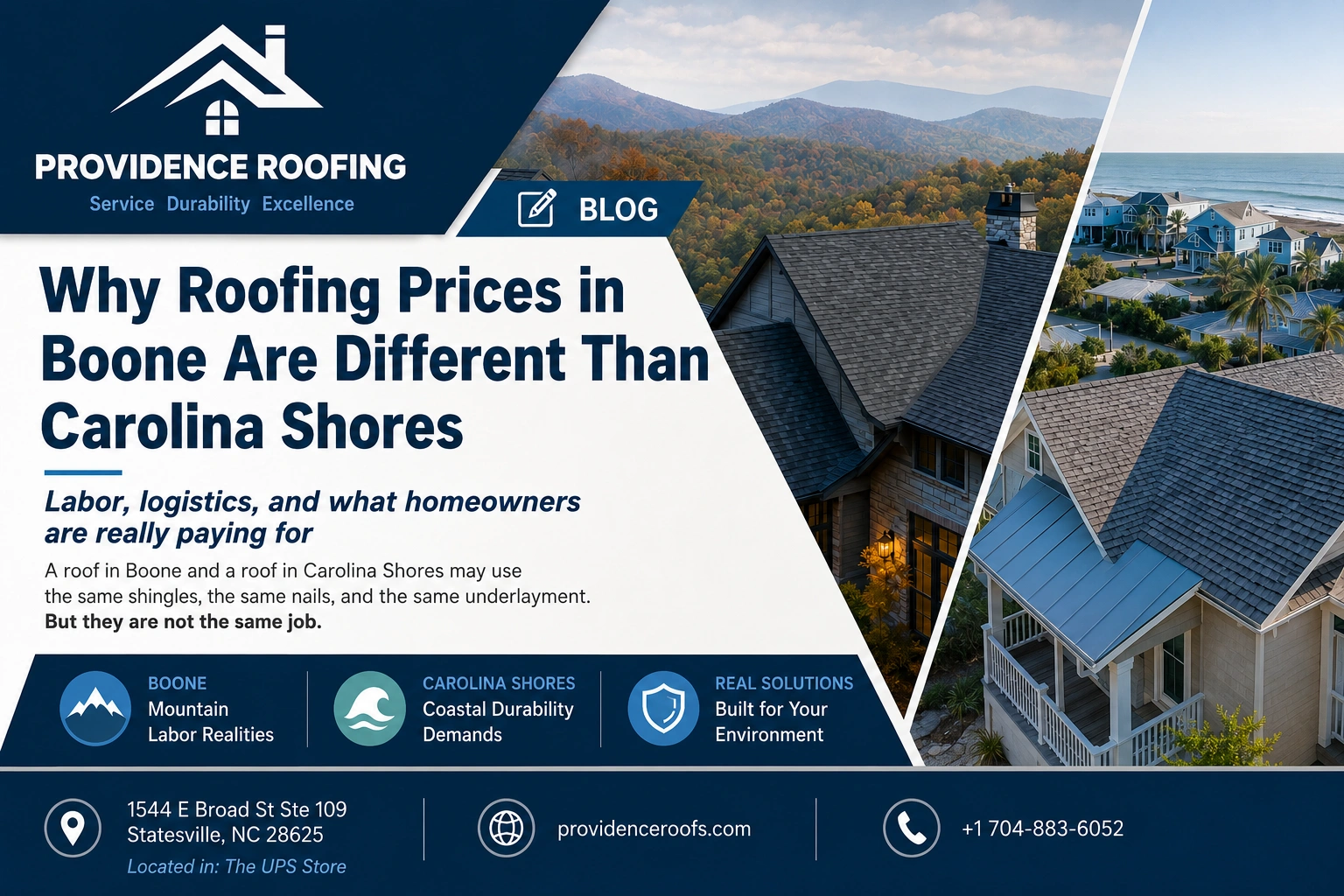 Boone vs. Carolina Shores: Why Roofing Prices Differ